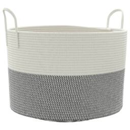 Berkfield Home Storage Basket Grey & White √ò51x33 cm Cotton - Size: 51x33 cm