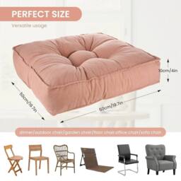 NESTLUNE Thick Cotton Seat Cushion For Garden Dining Pink - Size: 100 cm x 190 cm - thumbnail 2