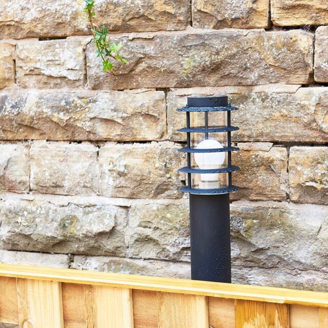ValueLights Wharf Pack of 4 Black Stainless Steel Outdoor 450mm Ground Post Bollard Lights - image 1