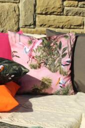 Paoletti Platalea Tropical Water & UV Resistant Outdoor Cushion in Pink - thumbnail 4