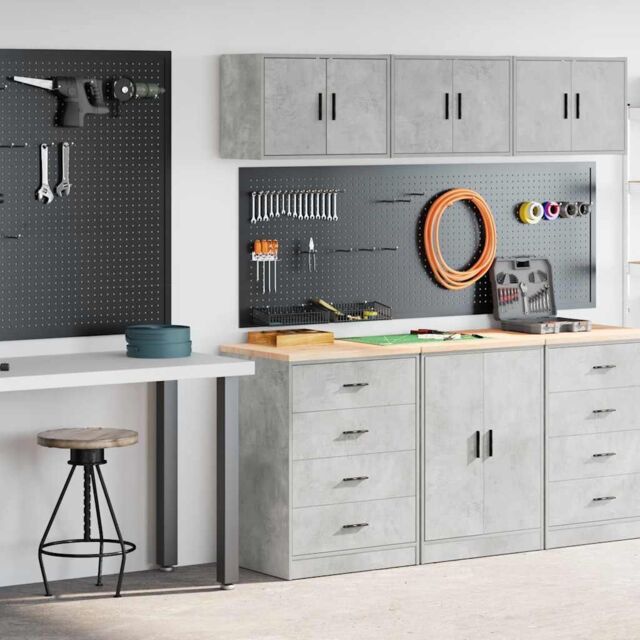 Berkfield Home Garage Cabinets 2 pcs Concrete Grey Engineered Wood - image 1