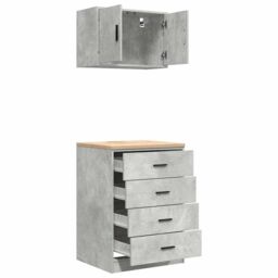 Berkfield Home Garage Cabinets 2 pcs Concrete Grey Engineered Wood - thumbnail 6