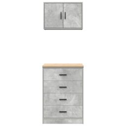 Berkfield Home Garage Cabinets 2 pcs Concrete Grey Engineered Wood - thumbnail 5