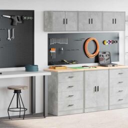 Berkfield Home Garage Cabinets 2 pcs Concrete Grey Engineered Wood - thumbnail 1