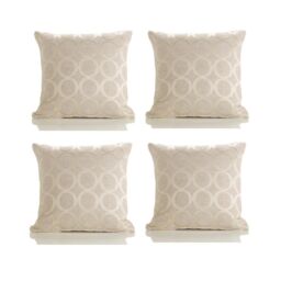 Luxury Living Luxury Chenille Cushion set of 4 in Cream - Size: 45 cm x 45 cm