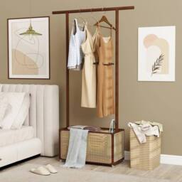 Kelvenix Bamboo Clothes Rack Coat Hanger Stand in Brown - thumbnail 3