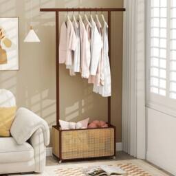 Kelvenix Bamboo Clothes Rack Coat Hanger Stand in Brown - thumbnail 4