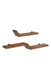 MH London Wall Shelf Shelves & Bookcases Set of 2 Solid Wood Floating Shelf Bookshelves - Large Penny in Walnut - thumbnail 2