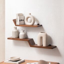MH London Wall Shelf Shelves & Bookcases Set of 2 Solid Wood Floating Shelf Bookshelves - Large Penny in Walnut - thumbnail 3