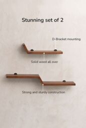 MH London Wall Shelf Shelves & Bookcases Set of 2 Solid Wood Floating Shelf Bookshelves - Large Penny in Walnut - thumbnail 4