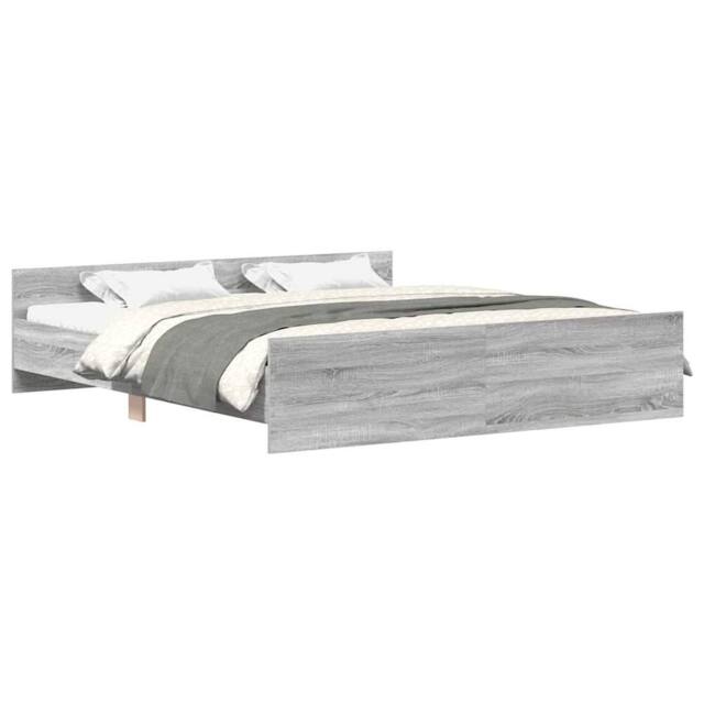 Berkfield Home Bed Frame with Headboard & Footboard Grey Sonoma 200x200 cm - image 1