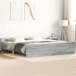 Berkfield Home Bed Frame with Headboard & Footboard Grey Sonoma 200x200 cm - thumbnail 2