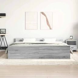 Berkfield Home Bed Frame with Headboard & Footboard Grey Sonoma 200x200 cm - thumbnail 3