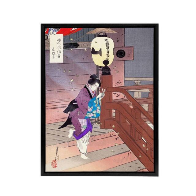 "Artery8 Visiting The Temple Barefoot Framed Canvas Wall Art Print Ogata Gekko in Purple - Size: W12"" x H16""" - image 1