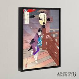 "Artery8 Visiting The Temple Barefoot Framed Canvas Wall Art Print Ogata Gekko in Purple - Size: W12"" x H16""" - thumbnail 2