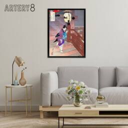 "Artery8 Visiting The Temple Barefoot Framed Canvas Wall Art Print Ogata Gekko in Purple - Size: W12"" x H16""" - thumbnail 3