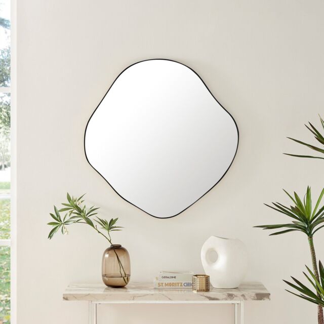 FurnitureboxUK Vita Irregular Pebble Wall Mirror with Black Or Gold Frame - image 1