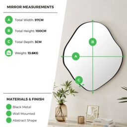 FurnitureboxUK Vita Irregular Pebble Wall Mirror with Black Or Gold Frame - thumbnail 6