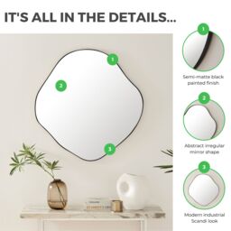 FurnitureboxUK Vita Irregular Pebble Wall Mirror with Black Or Gold Frame - thumbnail 5