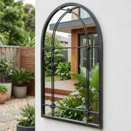 Garden Greatness Vintage Arch Windowpane Mirror in White - thumbnail 2