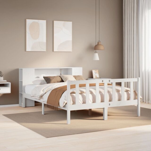 Berkfield Home Bookcase Bed without Mattress White 160x200 cm Solid Wood Pine - image 1