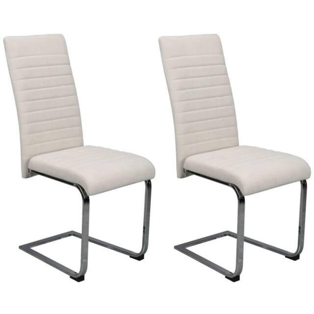 Nordara 2 x Beige Velvet Dining Chairs Chrome legs Plush high back - image 1