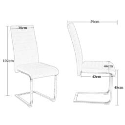 Nordara 2 x Beige Velvet Dining Chairs Chrome legs Plush high back - thumbnail 2