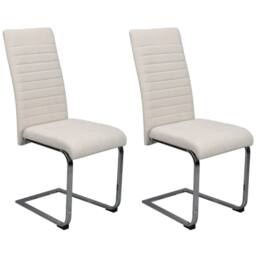Nordara 2 x Beige Velvet Dining Chairs Chrome legs Plush high back