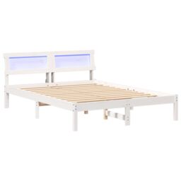 Berkfield Home with LED Strip Lights with Headboard White 120 x 190 cm Pine wood - thumbnail 2