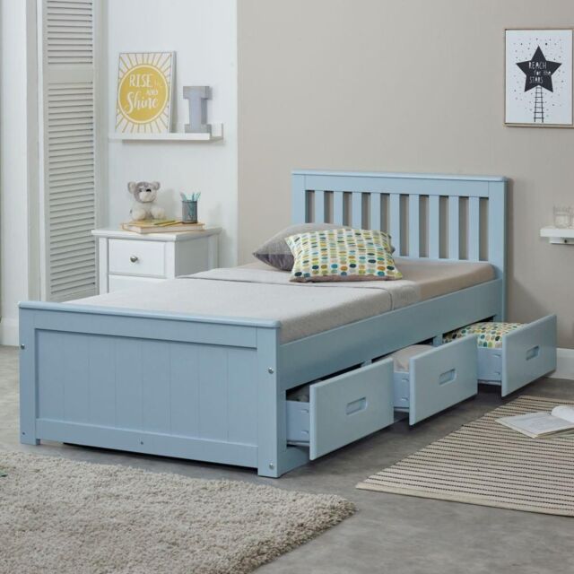 Rest Relax Maxine Wooden Storage Cabin Bed in Blue - Size: Single - image 1