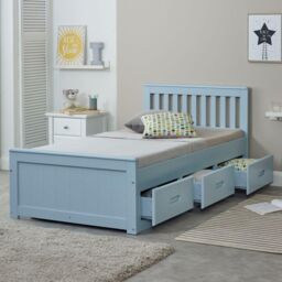 Rest Relax Maxine Wooden Storage Cabin Bed in Blue - Size: Single