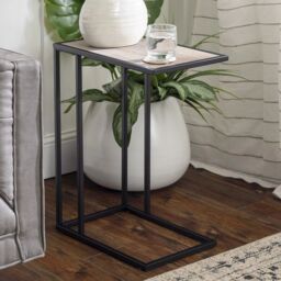 EONLION End Table Sofa C-Shaped Coffee Snack Table Laptop Stand Over Bed Metal Frame New in Black - thumbnail 2