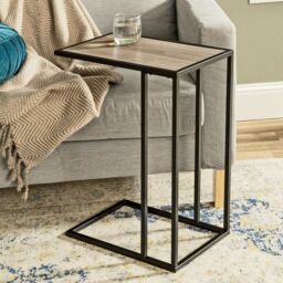 EONLION End Table Sofa C-Shaped Coffee Snack Table Laptop Stand Over Bed Metal Frame New in Black