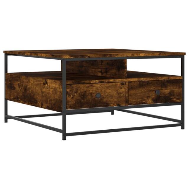 Berkfield Home Coffee Table Smoked Oak 80x80x45 cm Engineered Wood in Brown - Size: 80 x 80 x 45 cm - image 1