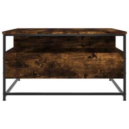 Berkfield Home Coffee Table Smoked Oak 80x80x45 cm Engineered Wood in Brown - Size: 80 x 80 x 45 cm - thumbnail 7