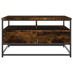 Berkfield Home Coffee Table Smoked Oak 80x80x45 cm Engineered Wood in Brown - Size: 80 x 80 x 45 cm - thumbnail 6