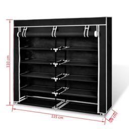 Berkfield Home Unviewable Fabric Shoe Cabinet with Cover 115 x 28 x 110 cm Black - thumbnail 7