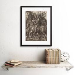 "Artery8 Albrecht Durer Knight Death Devil Old Master 12x16"" Framed Art Print in Grey - Size: W12"" x H16""" - thumbnail 2