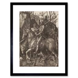"Artery8 Albrecht Durer Knight Death Devil Old Master 12x16"" Framed Art Print in Grey - Size: W12"" x H16""" - thumbnail 1
