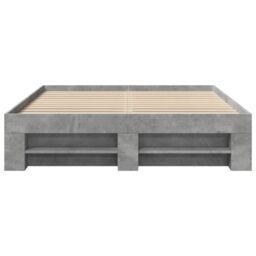 Berkfield Home Bed Frame without Mattress Concrete Grey 140x190cm Engineered Wood - Size: 140x190 cm - thumbnail 5