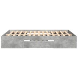 Berkfield Home Bed Frame without Mattress Concrete Grey 140x190cm Engineered Wood - Size: 140x190 cm - thumbnail 6