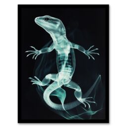 "Artery8 Smoke & Xray Effect Lizard Electric Blue Framed Art Print - Size: W12"" x H16""" - thumbnail 1