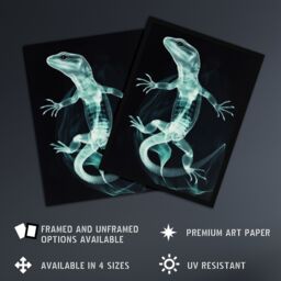 "Artery8 Smoke & Xray Effect Lizard Electric Blue Framed Art Print - Size: W12"" x H16""" - thumbnail 2