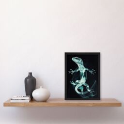 "Artery8 Smoke & Xray Effect Lizard Electric Blue Framed Art Print - Size: W12"" x H16""" - thumbnail 4