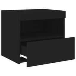 Berkfield Home Bedside Cabinet with LED Lights Black 50x40x45 cm - Size: 50 x 40 x 45 cm - thumbnail 6