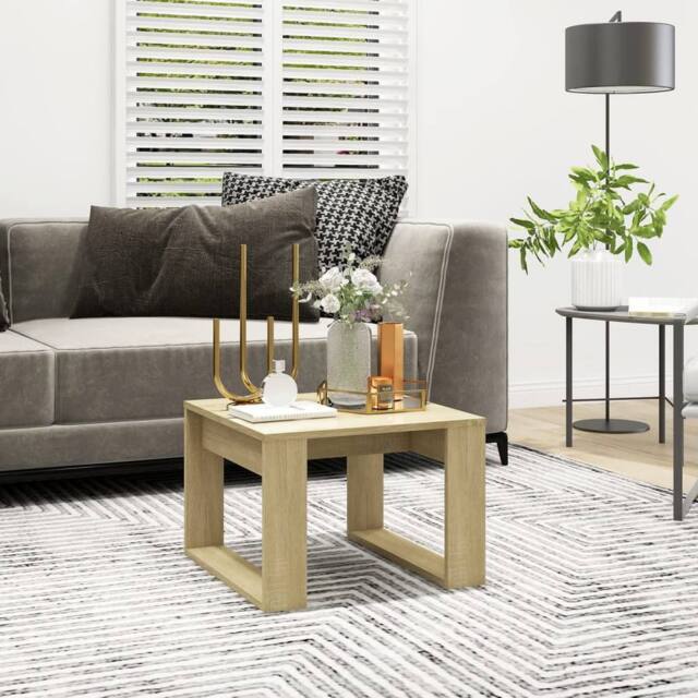 Berkfield Home Side Table Sonoma Oak 50x50x35 cm Engineered Wood in Light Tan - Size: 50 x 50 x 35 cm - image 1