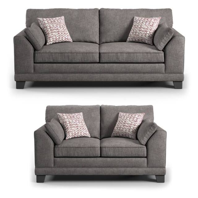 Furnishings For Less UK Hilliard Fullback Fabric Sofa Suite 3 Seater & 2 Seater Charcoal or Mist - image 1