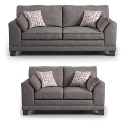 Furnishings For Less UK Hilliard Fullback Fabric Sofa Suite 3 Seater & 2 Seater Charcoal or Mist - thumbnail 1
