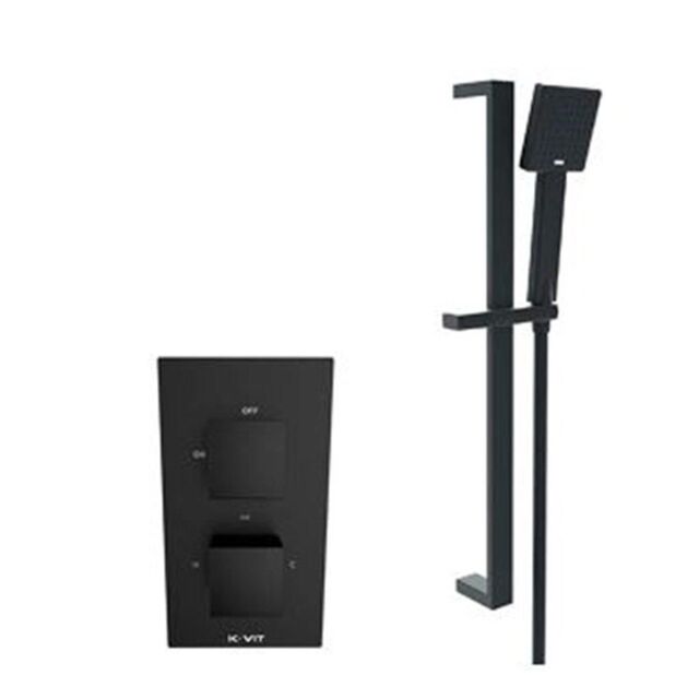 Clifton Matt Black Concealed Mixer Shower with Adjustable Hung Slide Rail Kit