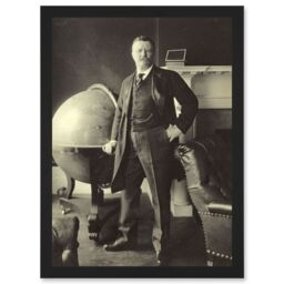 Artery8 Portrait US President Theodore Roosevelt Bull Moose A4 Artwork Framed Wall Art Print in Black - thumbnail 1